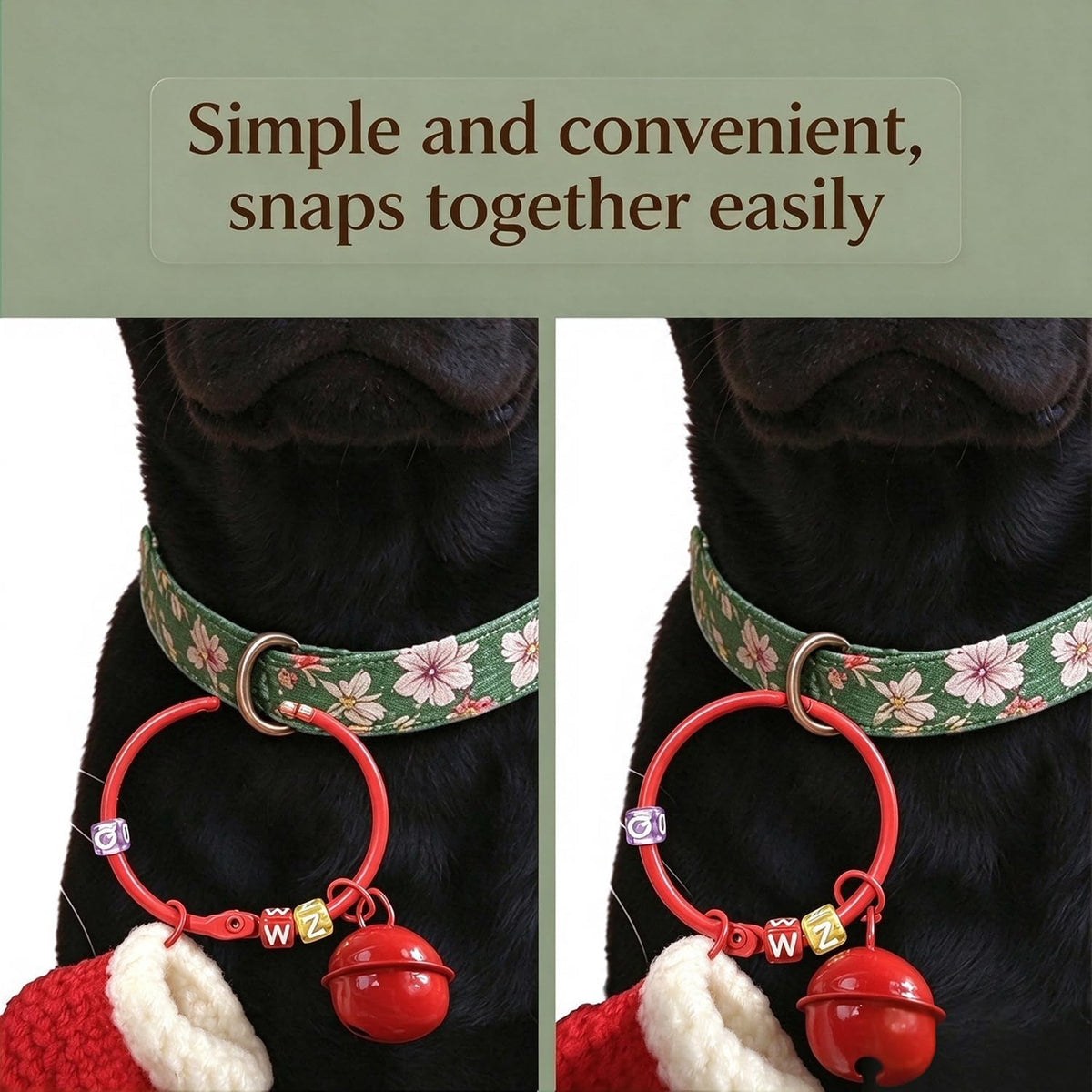 Christmas Pet Collar Charm, Handmade Crochet Cat & Dog Collar Pendant with Bell, Festive Pet Gift and Photo Prop (Gloves