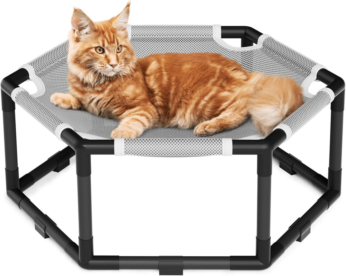 Elevated Cat Hammock Bed, Hexagon Raised Cat Swing Bed Chair Cot