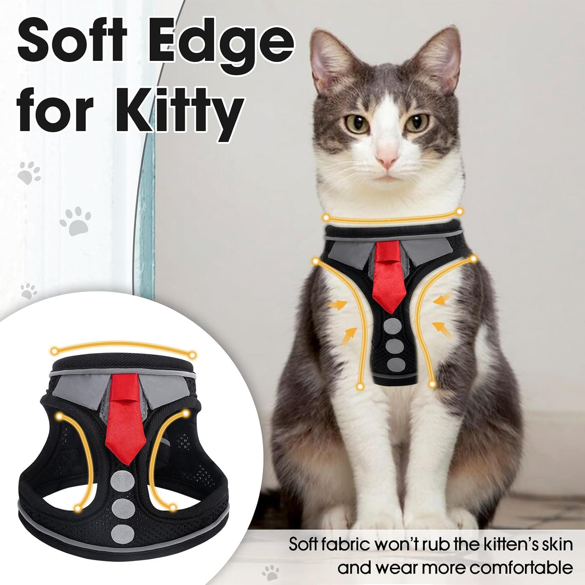 Cat Harness and Leash Set for Walking Escape Proof Vest for Kitten