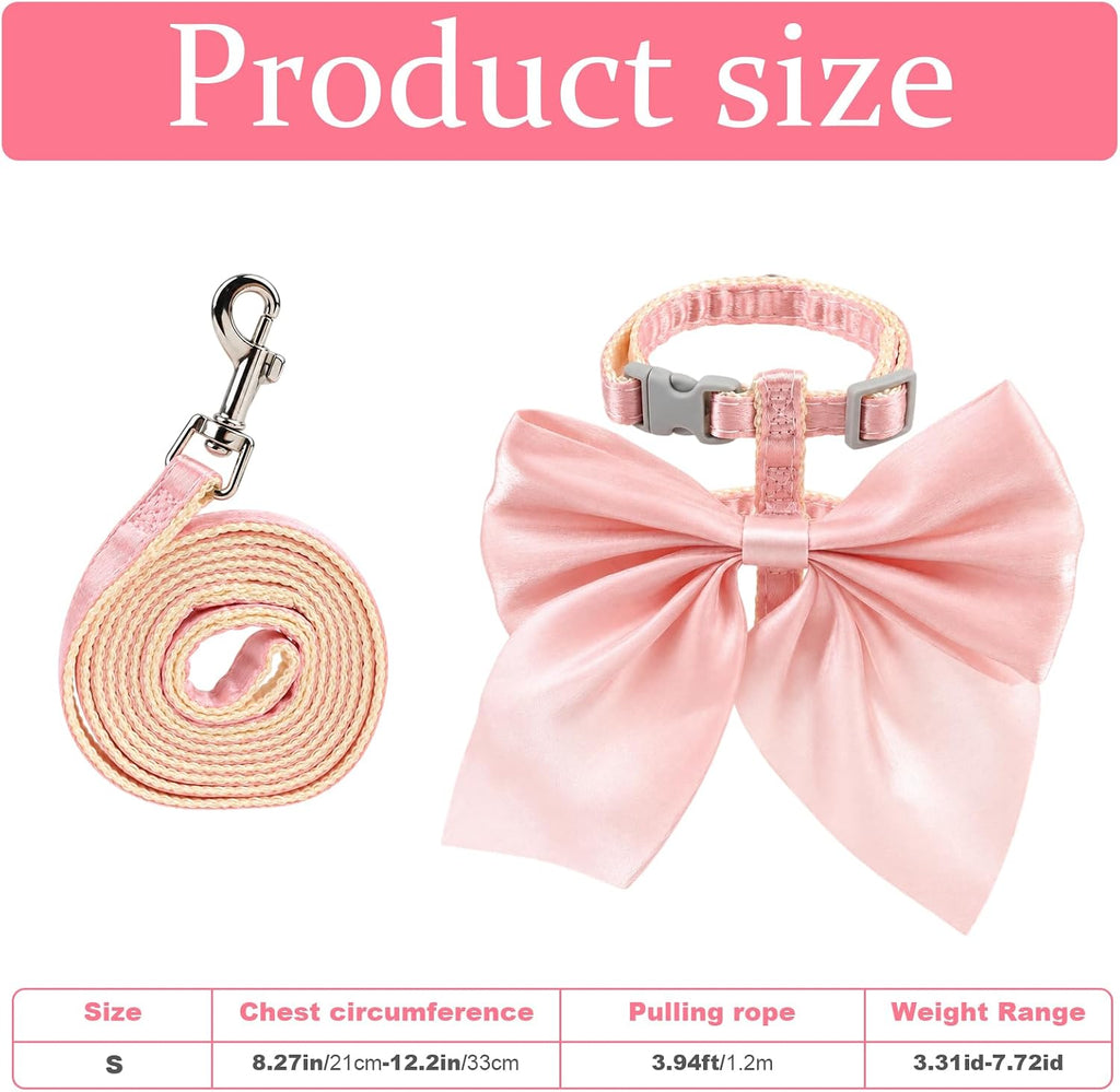 Pink Bow Cat Harness and Leash Set, Escape Proof Kitten Vest