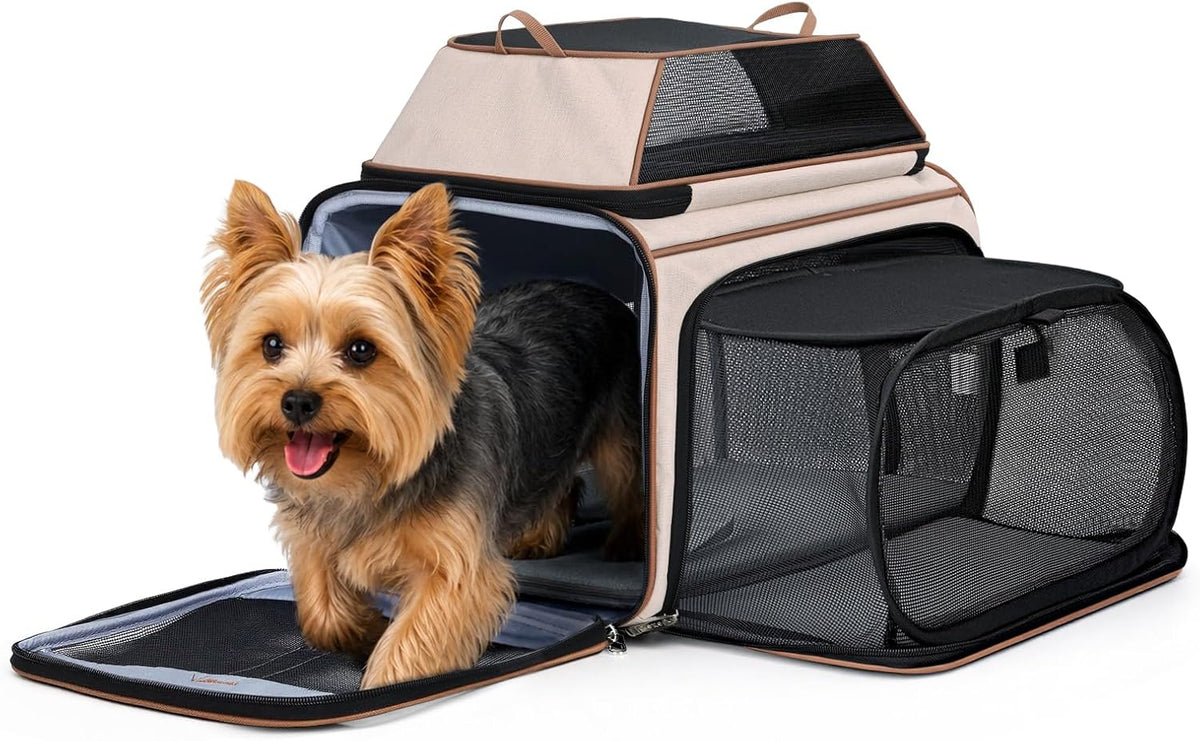 Lekereise Top and Side Expandable Pet Carrier 18x11x11Inch Delta American United Airline Approved Soft Sided Underseat T