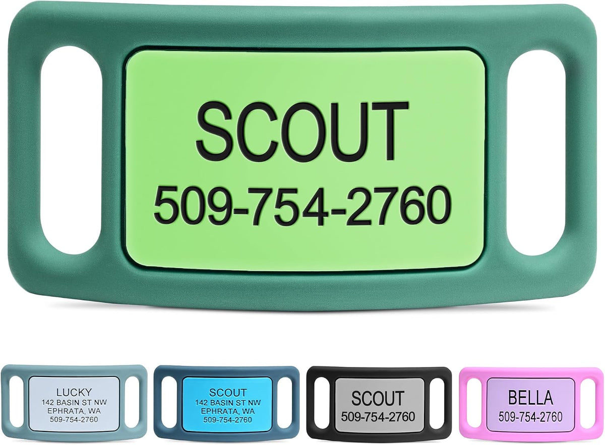 GoTags Silent Dog Tag, Personalized Engraved Silicone and Cat Pet ID Tags