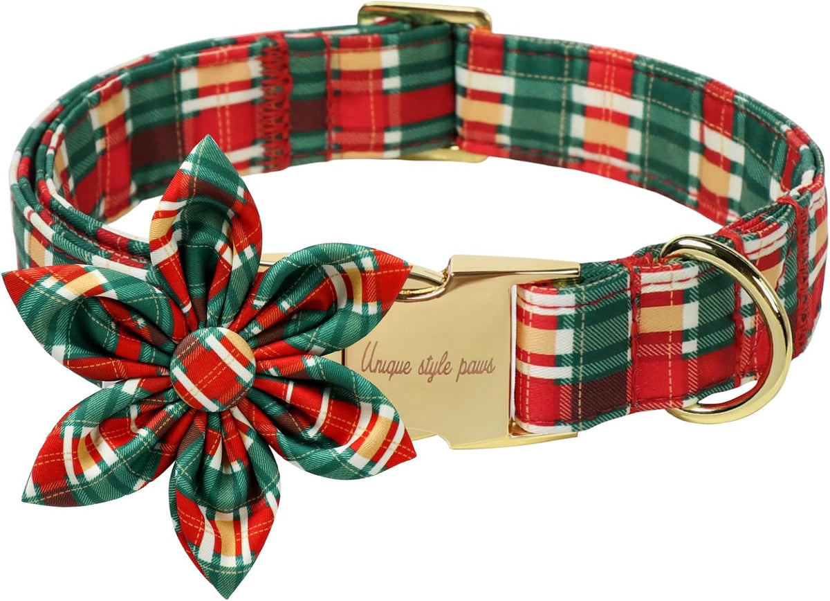 Christmas Dog Collar Bow Medium Girl Boy Dog-Red Polka M