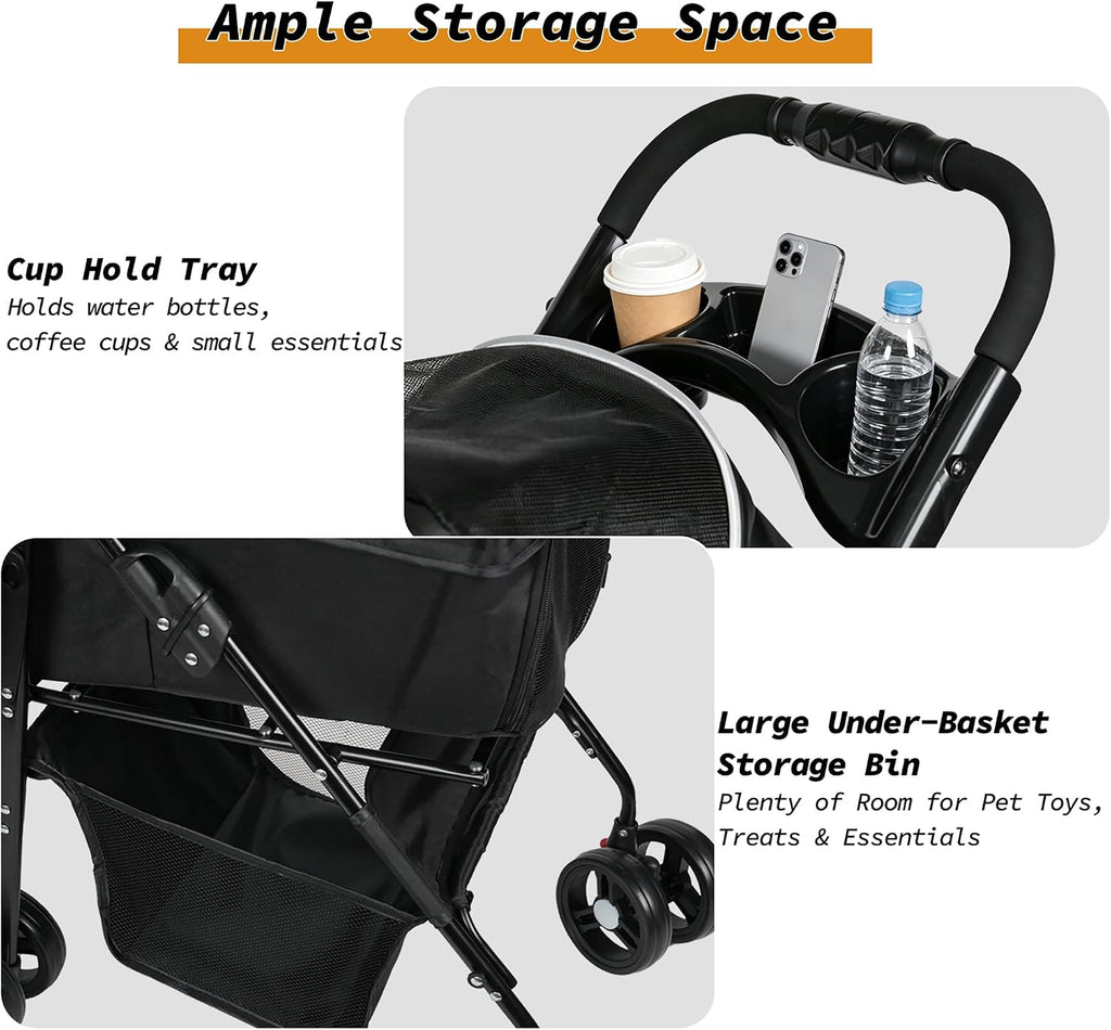3-in-1 Pet Stroller, Carrier & Car Seat for Dogs & Cats