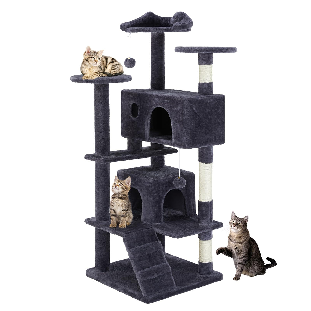 Aidoly 54 Inch Cat Tree Tower with Sisal Scratching Posts, Multi-Level