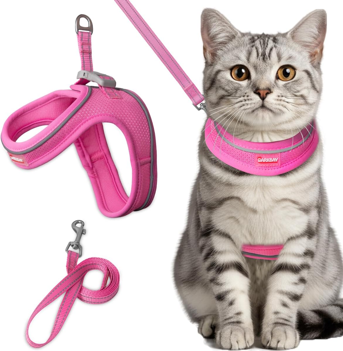 Cat Harness and Leash Set,Escape Proof Kitten Harness,Step in Adjustable Soft Lightweight,Easy Control,Reflective Strips