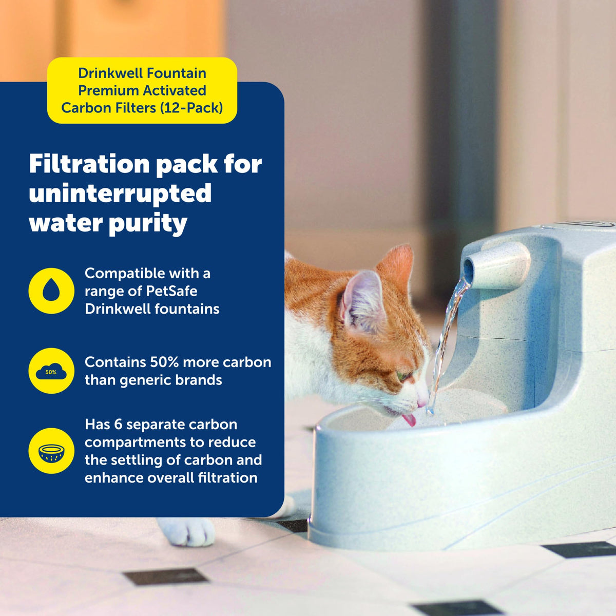 PetSafe Drinkwell Premium Carbon Filters, Dog & Cat Fountains, 12-Pack