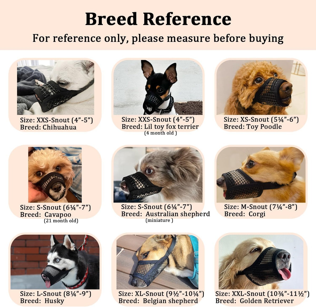 Dog Muzzle, Soft Mesh Muzzles for Small Dogs Biting | Black, XXS