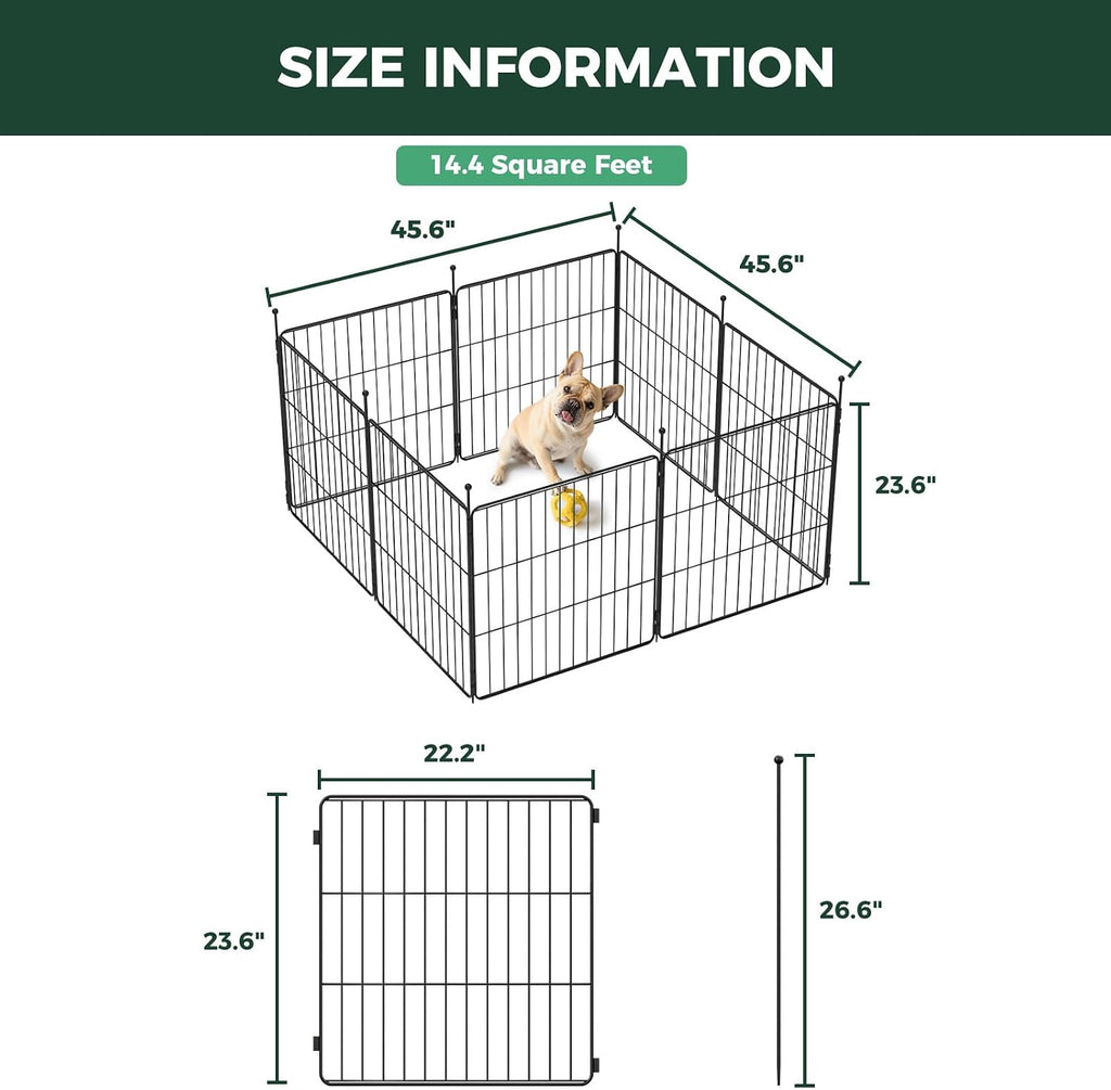 FXW MiniPaws Dog Playpen, Indoor, Yard & RV Camping, 24" H, 8 Panels
