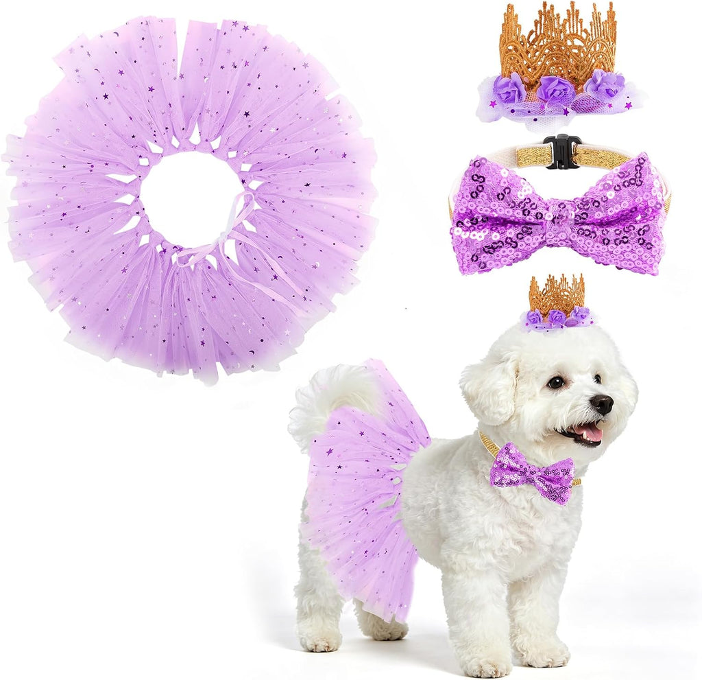 BINGPET Cat Tutu Princess Costume, Small Dog Wedding Dress, Crown Outfit