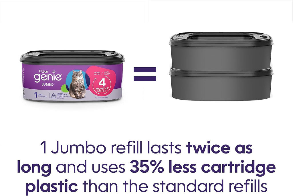 Litter Genie XL+ Pail with 24 ft Jumbo Refill, Ideal for Multi-Cat Homes