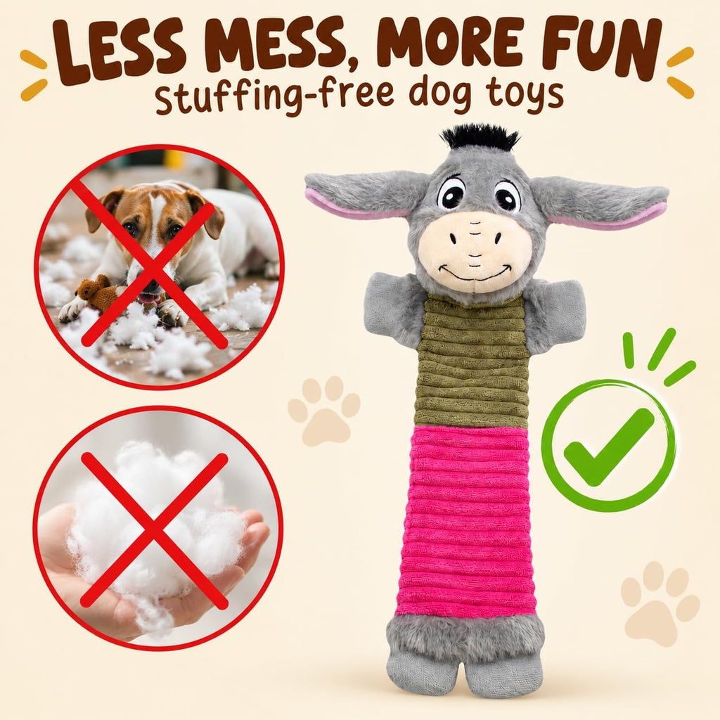 2 Pack No Stuffing Dog Squeaky Toys, Chew with Crinkle to Large Puppy
