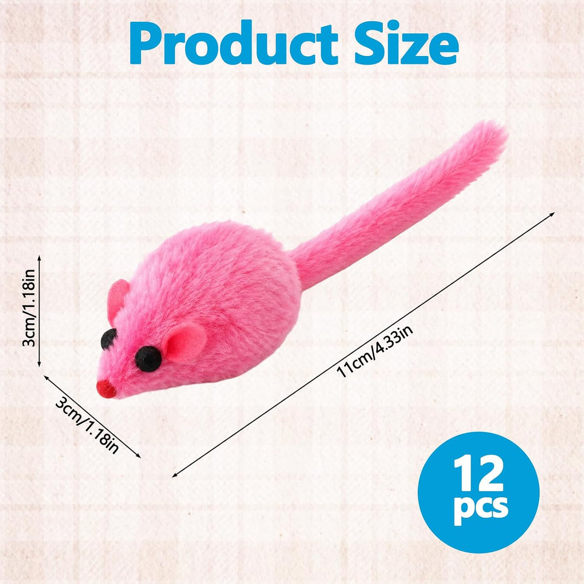 12Pcs Cat Mouse Toys for Indoor Cats Multicolor Cat Toy Mice Plush 3.9in