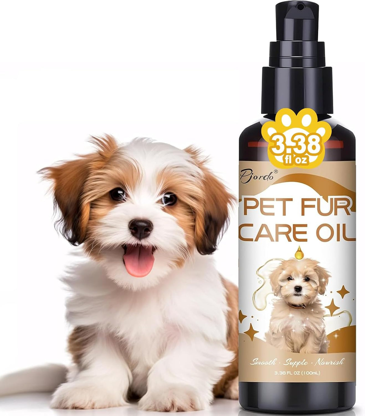 Pet Fur Care Oil for Dogs & Cats, 3.38 FL OZ Natural Oils with Collagen for Detangles, Reduces Shedding, Shiny & Silky C