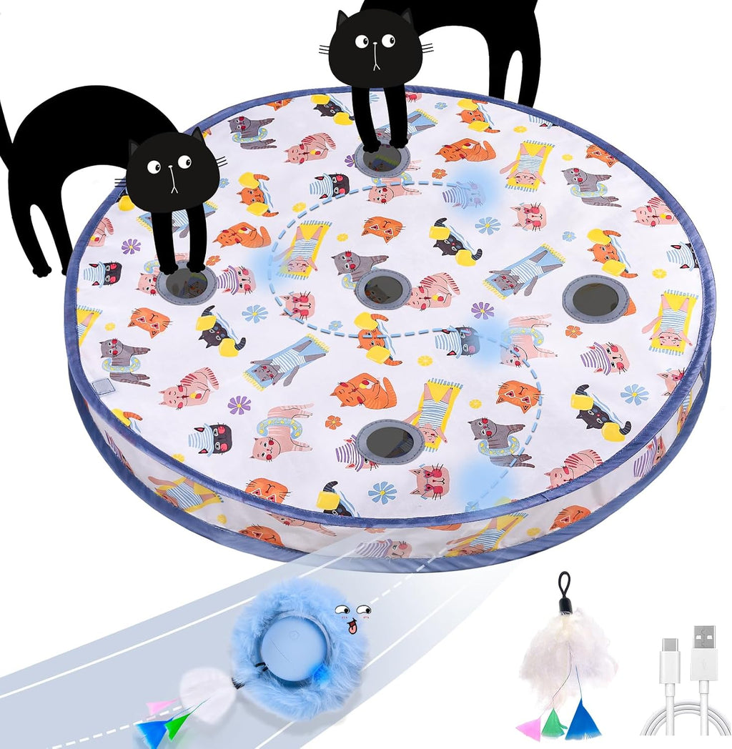 ORSDA Cat Toys, Interactive Fast Rolling Ball in Pouch, Hide and Seek for Indoor Cats, Motion Chirping Activated Moving 
