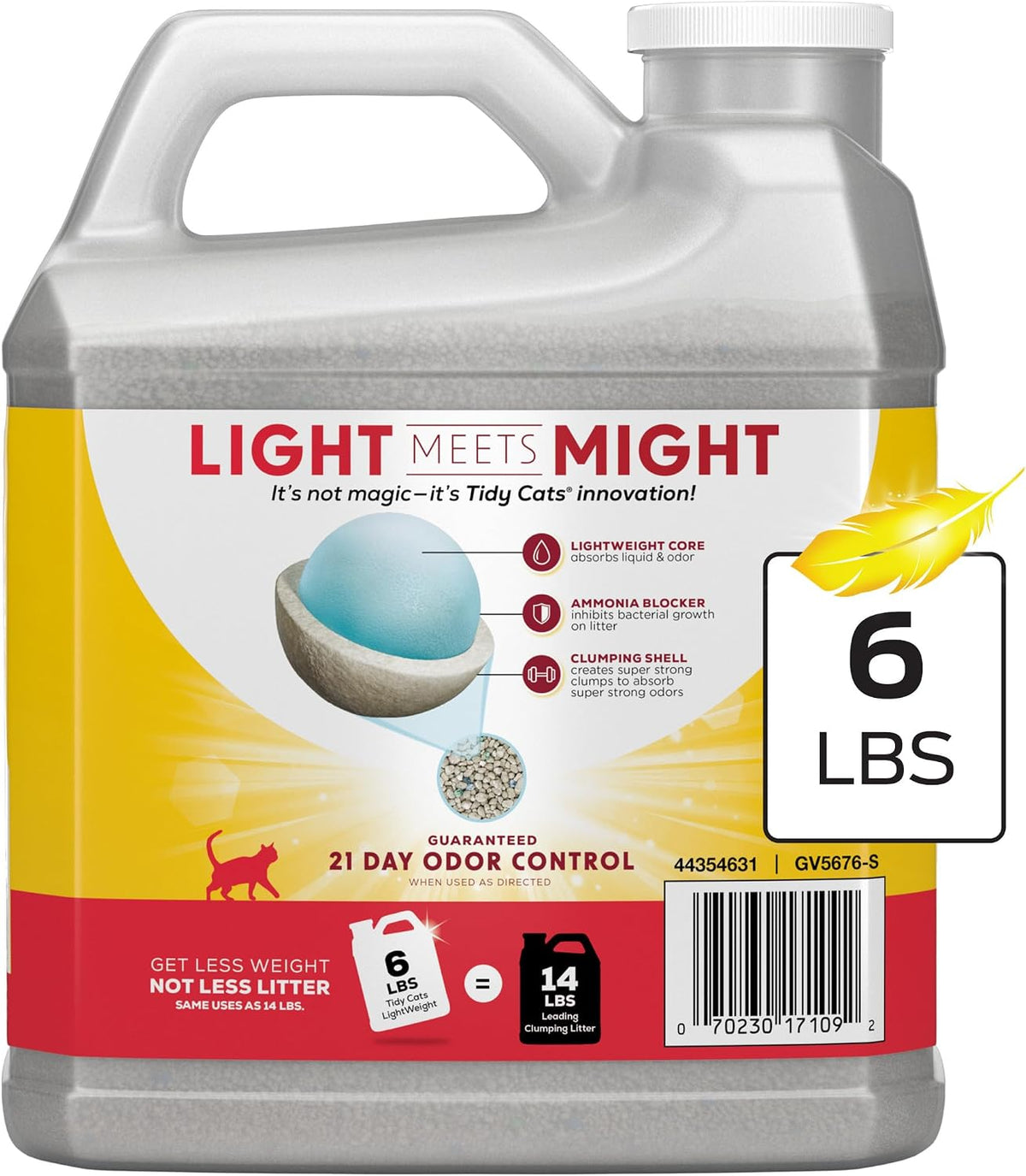 Purina Tidy Cats LightWeight 24/7 Performance Odor control, Multi-Cat, Clumping, 99.9 Percent Dust Free Cat Litter - 6 l