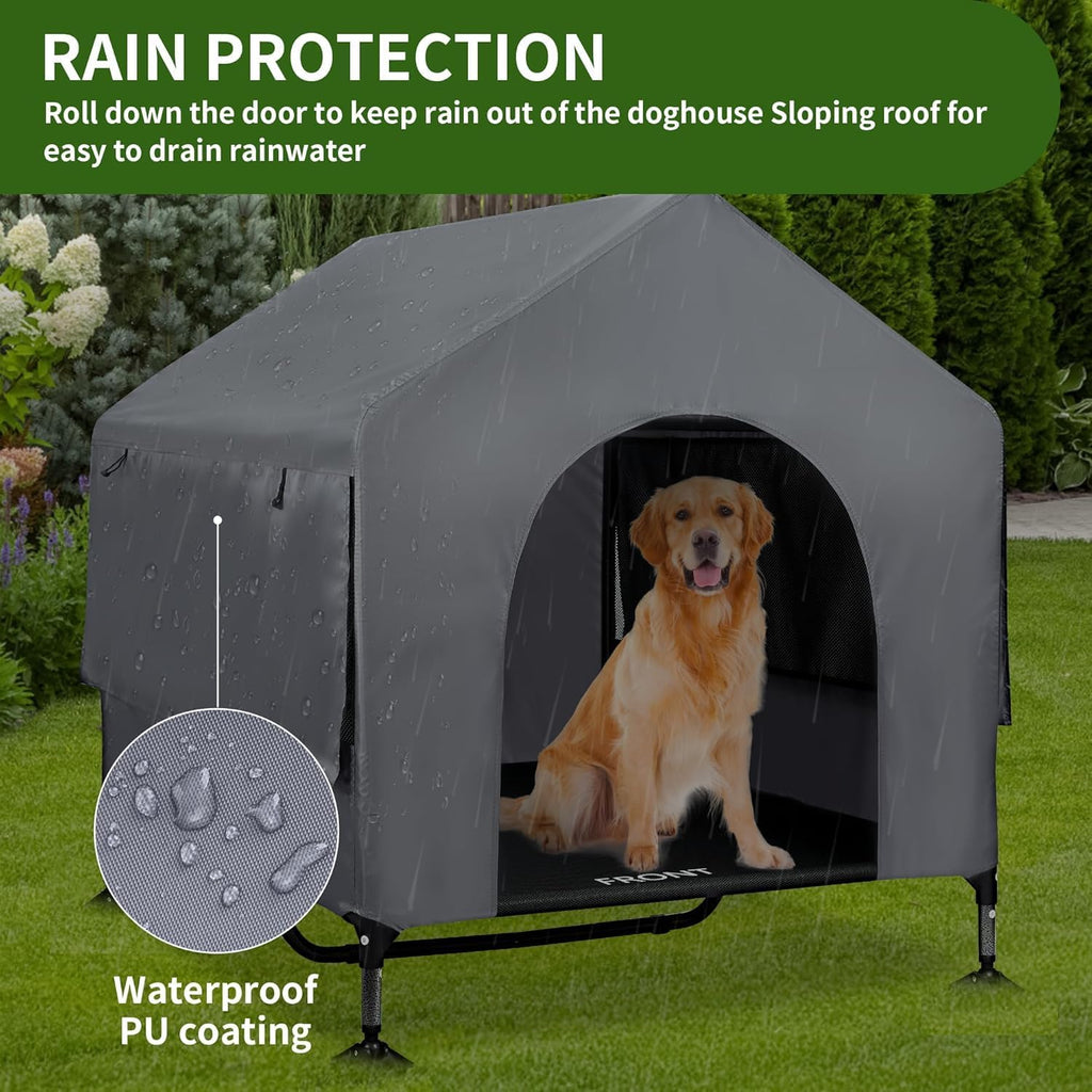 Summertrail 42" Large Dog House Outdoor Indoor Elevated Dog Cot Tent Shade