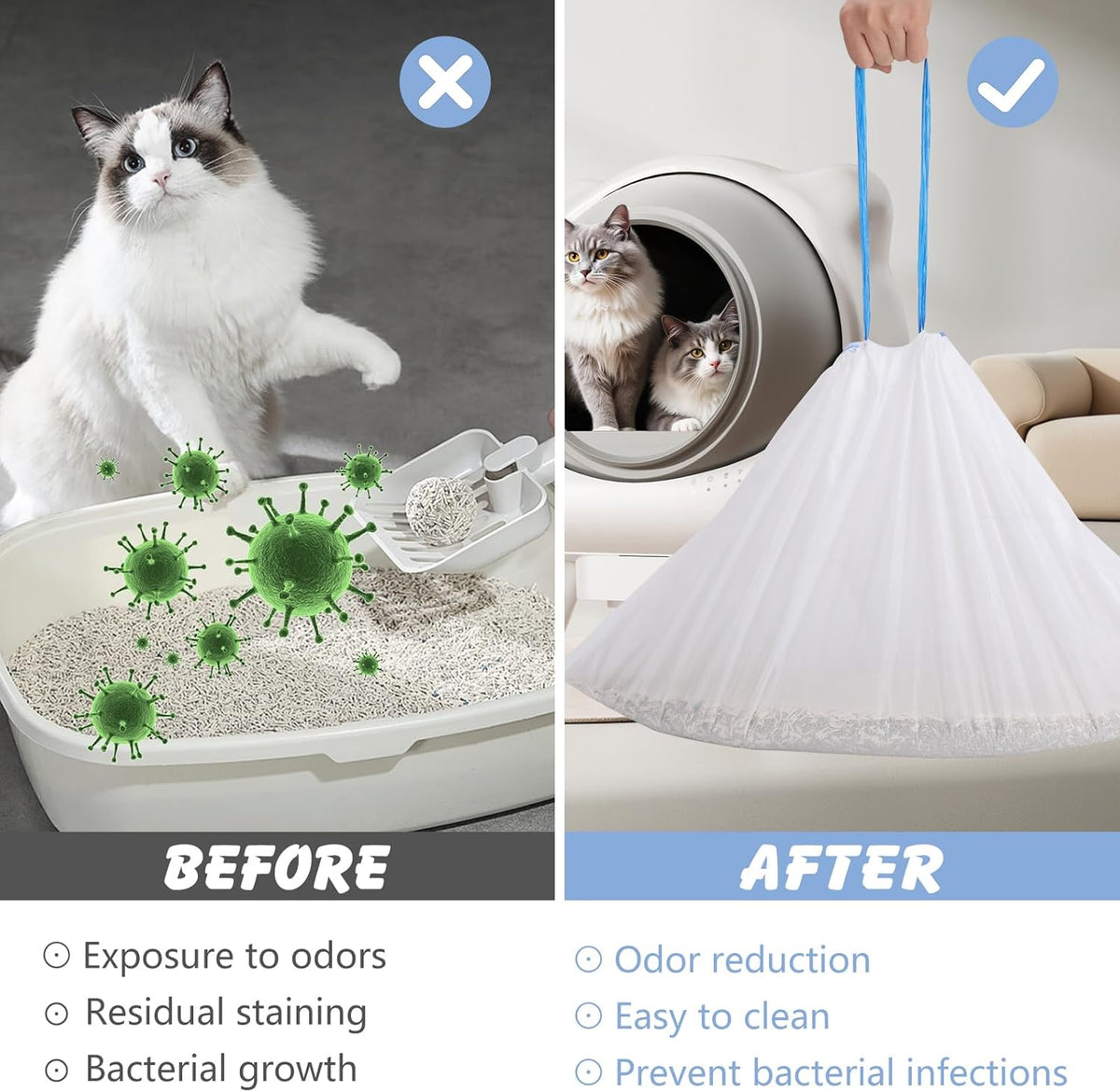 120Pcs Automatic Cat Litter Box Bags Compatible with Cmg/Fstgo, Fmo