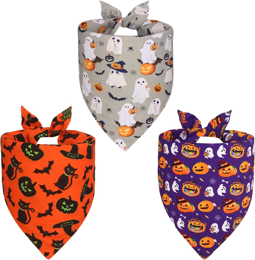 Halloween Dog Bandanas XLarge 3PCS, Fall Scarf for Boy Girl