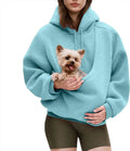 Pet Pouch Hoodie Fleece Cat Dog Carrier Sweatshirt, Blue-M