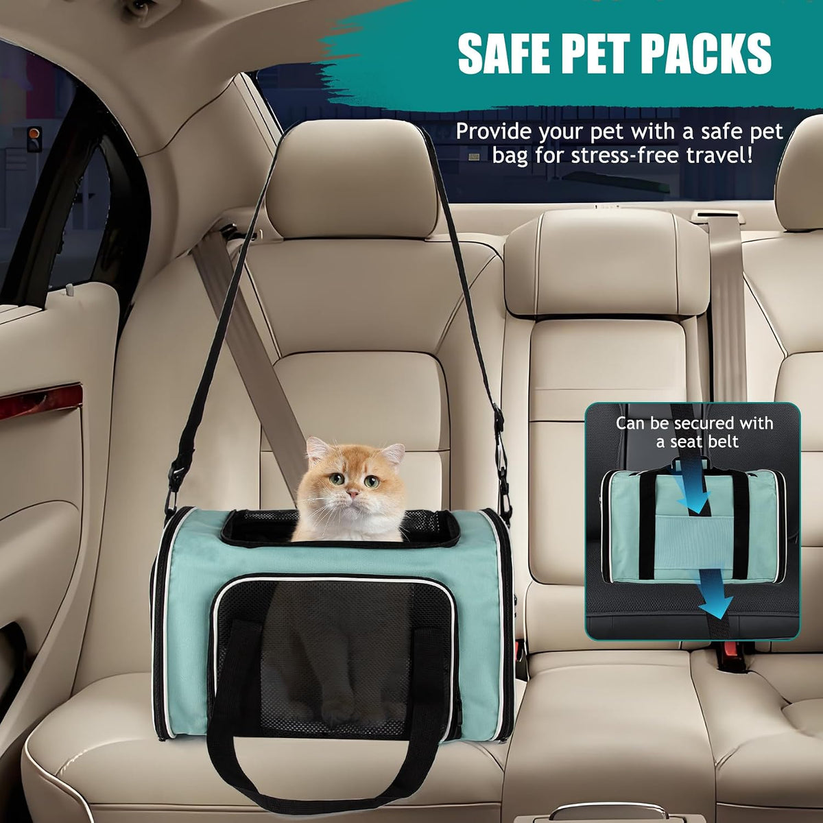 Cat, Dog Carrier for Small Medium Pet Carriers Up to15Lbs, Cats Carrier Soft- Sided Puppy Dogs Bag Portable Foldable Air