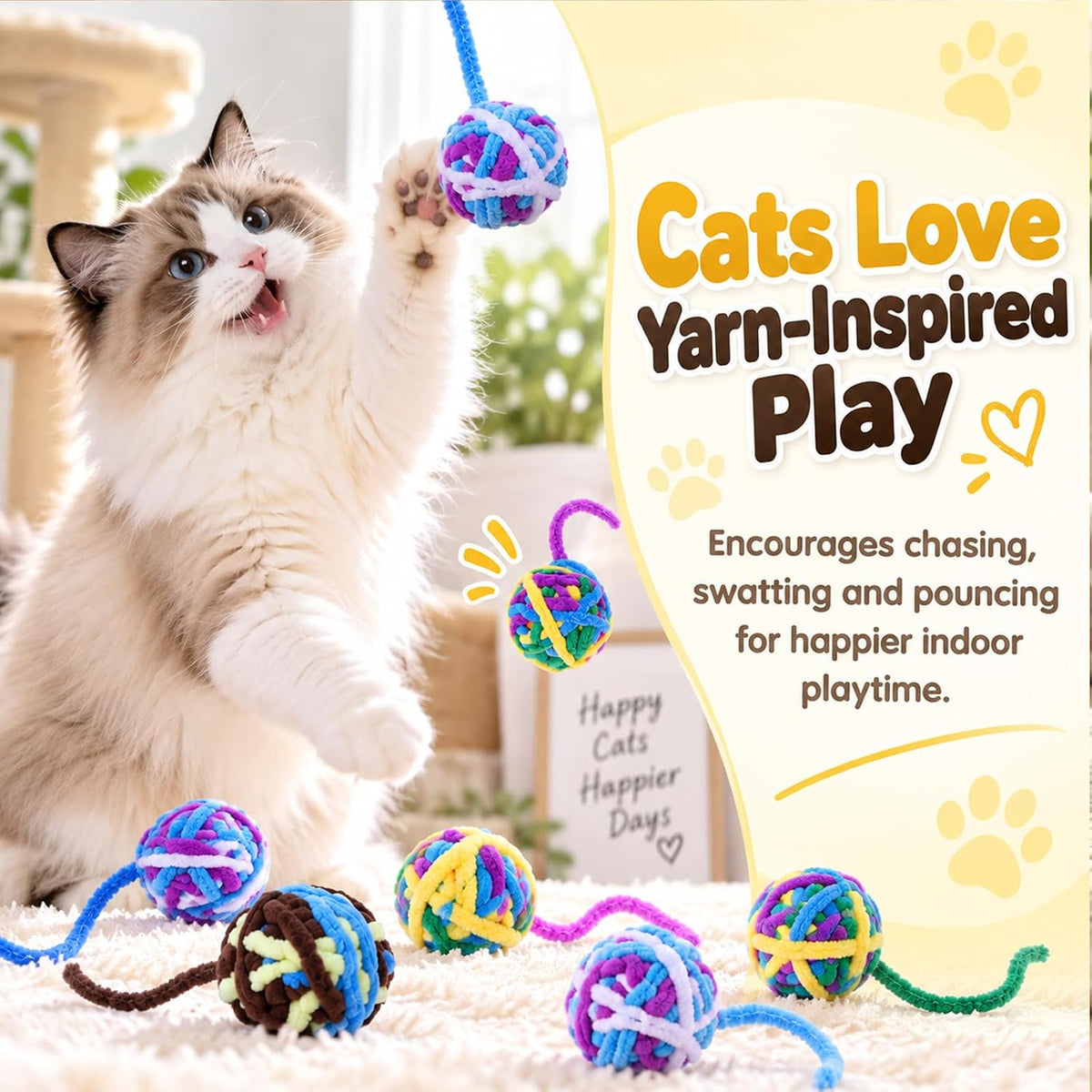 10Pcs Hanging Cat Toys 1.65 in Cat String Toys for Indoor Cats with Bell