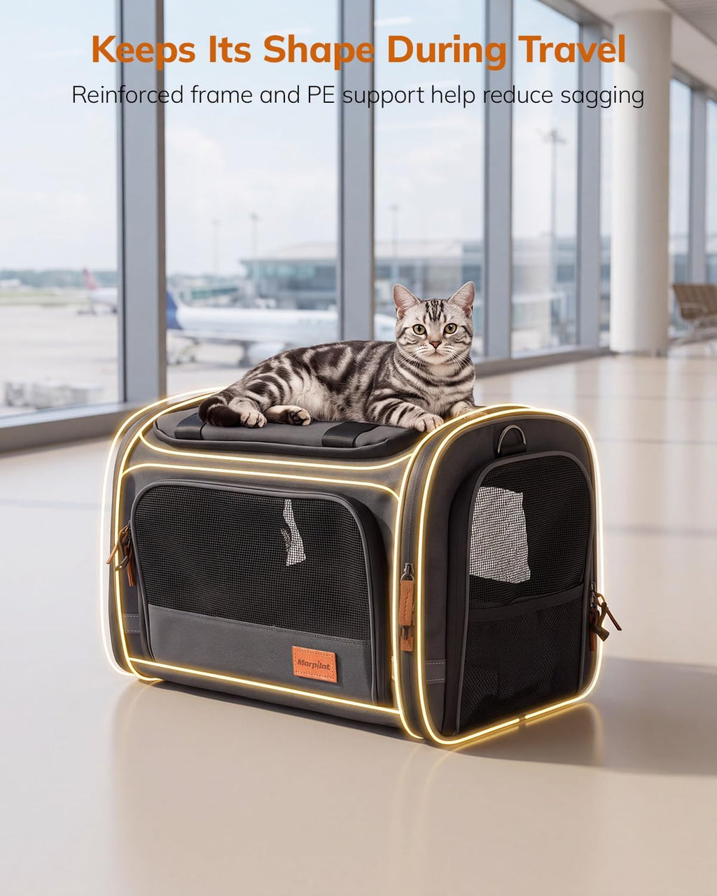 Morpilot Expandable Soft Cat Carrier for Air Travel, 16 x 11 x 11in