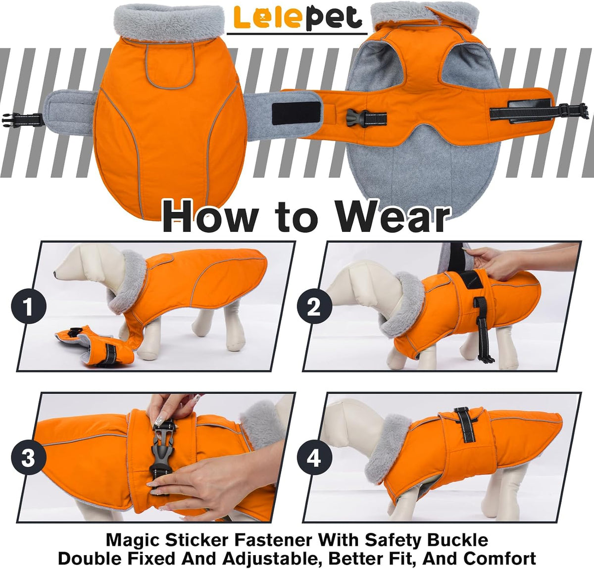 Dog Coat Waterproof Dog Jacket Fleece Vest with Adjustable Buckle