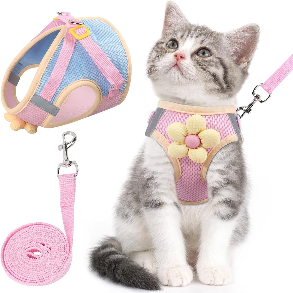 Cat Harness and Leash Set, Escape Proof Soft Vest Walk Pink XS