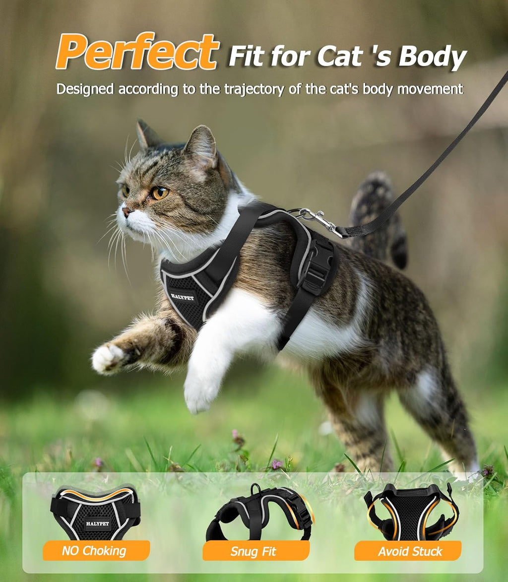 Cat Harness and Leash Set,Escape Proof Kitten Harness,Black