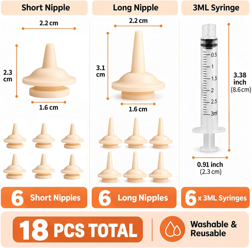 18 Pcs Miracle Nipple For Kittens Kit - For Newborn Kittens,Puppies,Rabbits