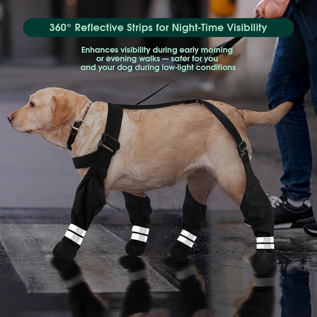 Waterproof Dog Suspender Boots, Dog Boots with Suspenders That Stay On, M