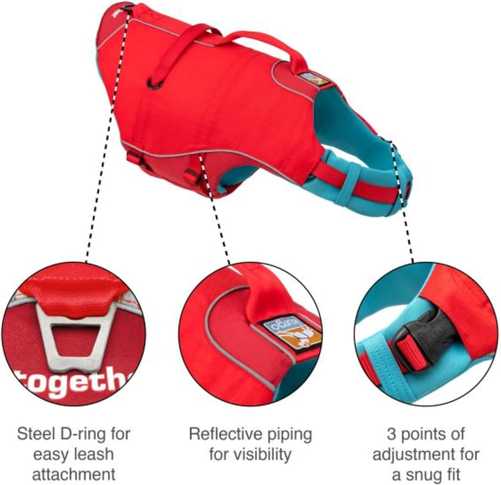 Kurgo Surf n' Turf Life Jacket, Chili Red, Medium