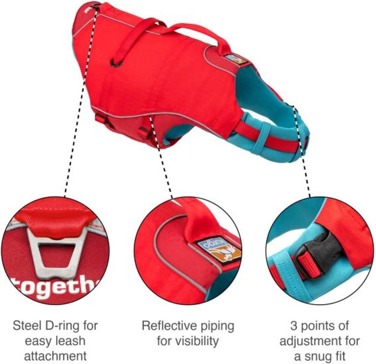 Kurgo Surf n' Turf Life Jacket, Chili Red, Medium