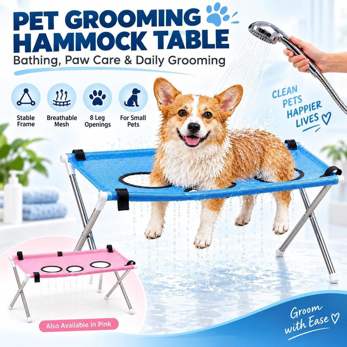 Dog Bath Hammock Grooming Bathing Shower for Pet Washing Cat Small Dogs Station Stand Holder Medium Mesa Plegable para M