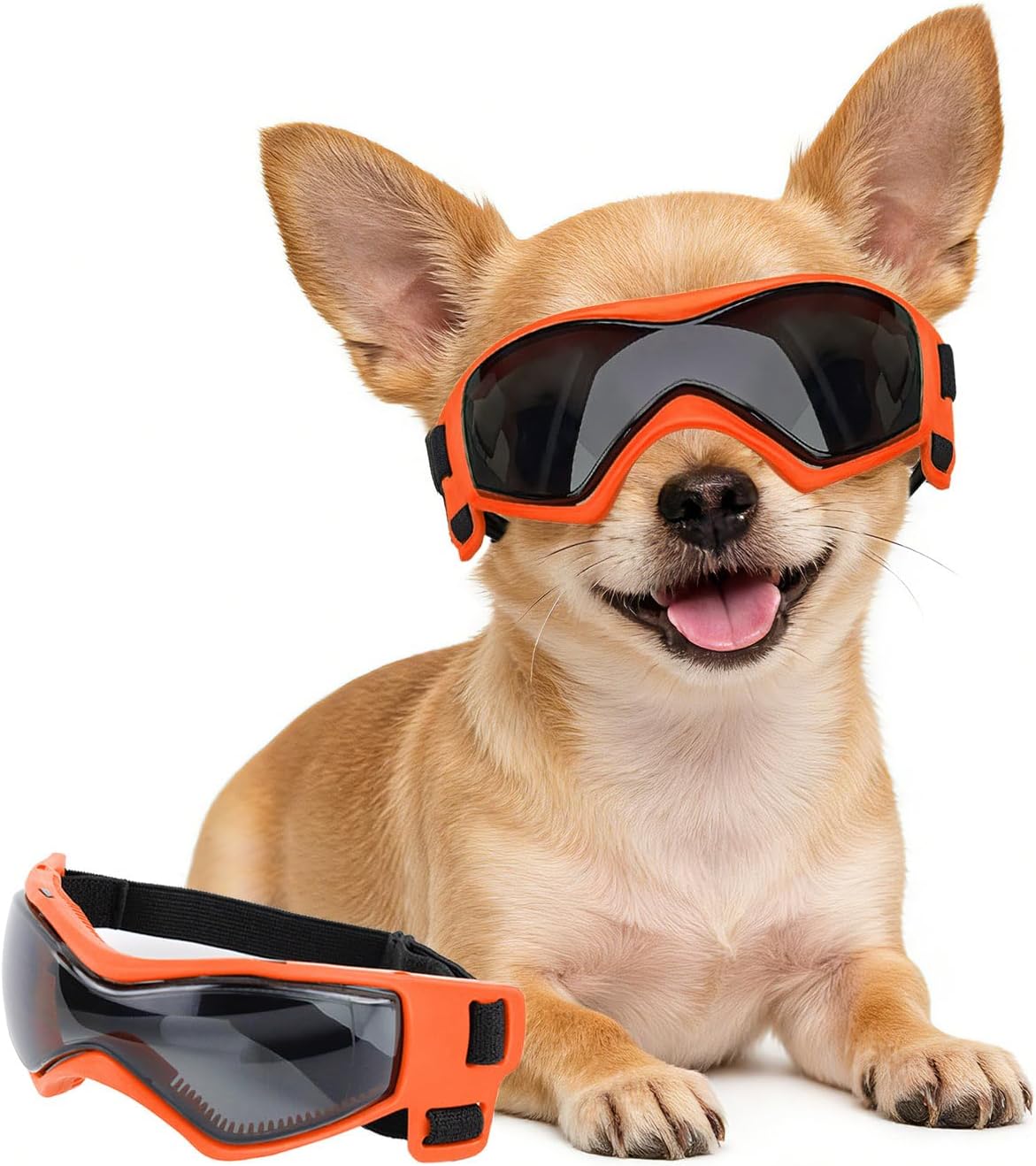 Dog Goggles Small Breed Windproof Anti-Fog Dog Sunglasses Clear View Dog Glasses for Walks/Car Rides/Motorcycle Riding/B