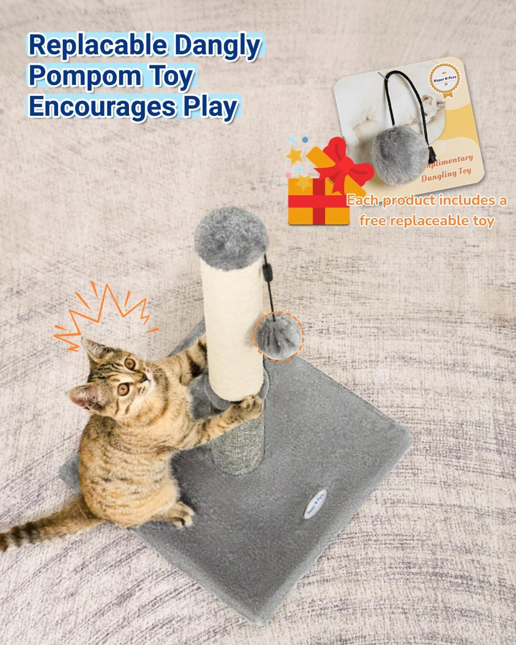 Cat Scratching Post, Cat Scratchers For Indoor Cats With Toys