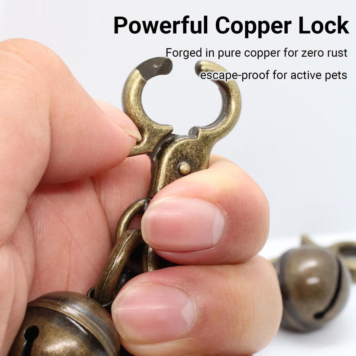 Copper Bells for Dog Collars with Snap Clips - Dog Bells to Go Outside,Made of Pure Copper for Dogs/Cat - Clear Sound & 