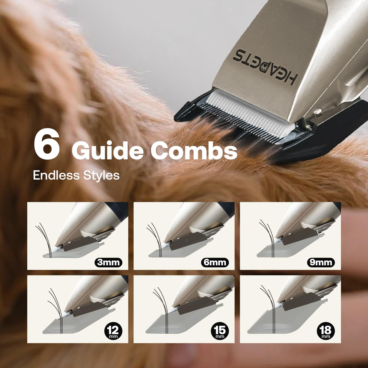 HEAPETS Dog Clippers for Grooming, Low Noise for Dogs Cats Pets, Gold