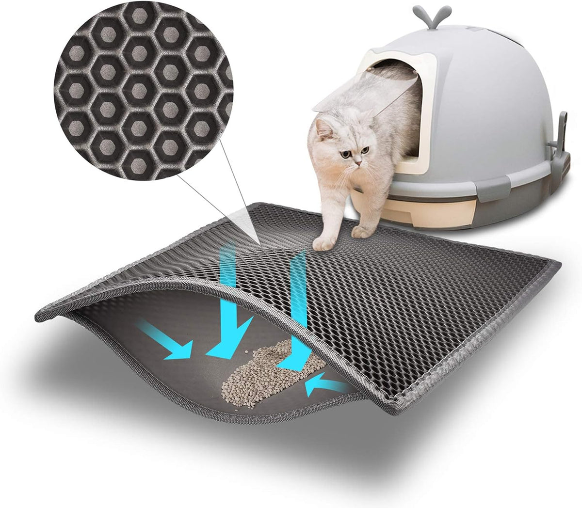 Pieviev Litter Mat, Double-Layer Waterproof Litter Trap, 30" x 24" Brown