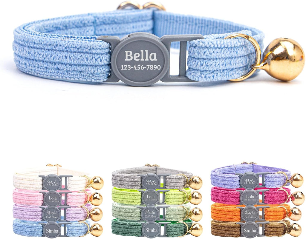 Personalized Breakaway Cat Collar with Name，Periwinkle：S