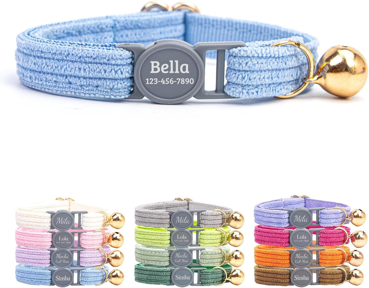 Personalized Breakaway Cat Collar with Name，Periwinkle：S