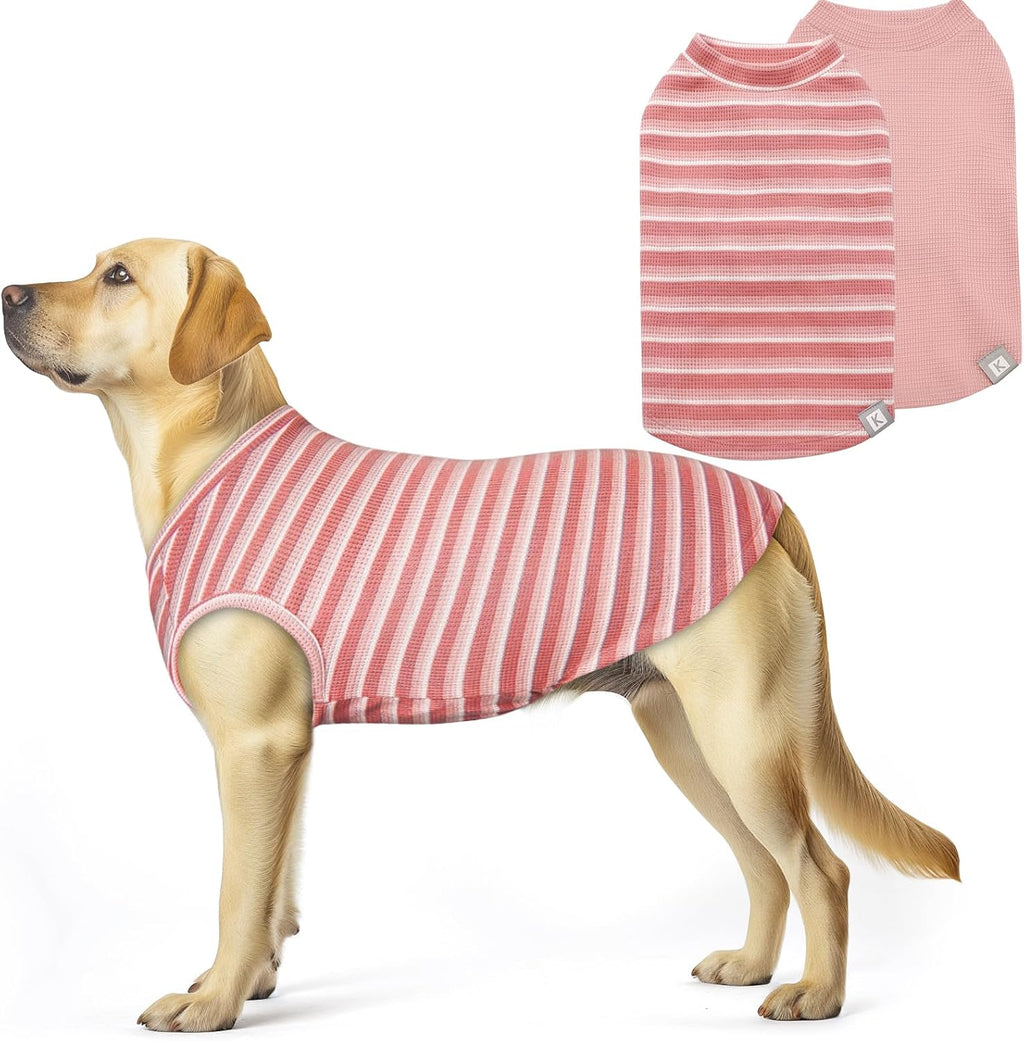 KYEESE 2Pack Waffle Dog Shirt for Small Dogs Striped Dog Sweater Tank Top