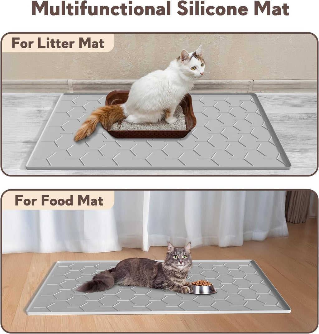 Silicone Cat Litter Mat 34×22 inch, Easy to Clean, Gray
