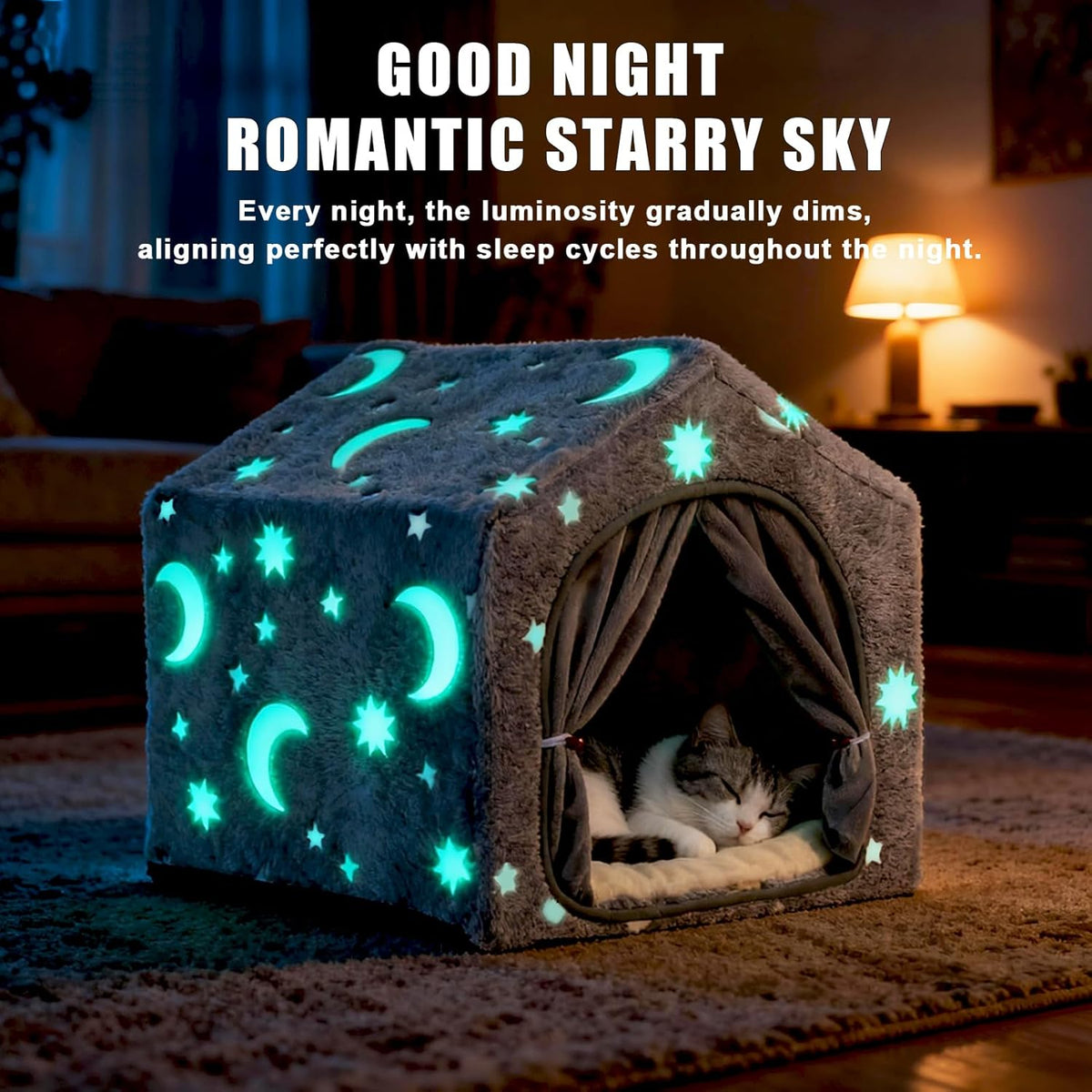 Indoor Dog House, Soft Warm Glow Dog Cave for Cat & Small Dogs