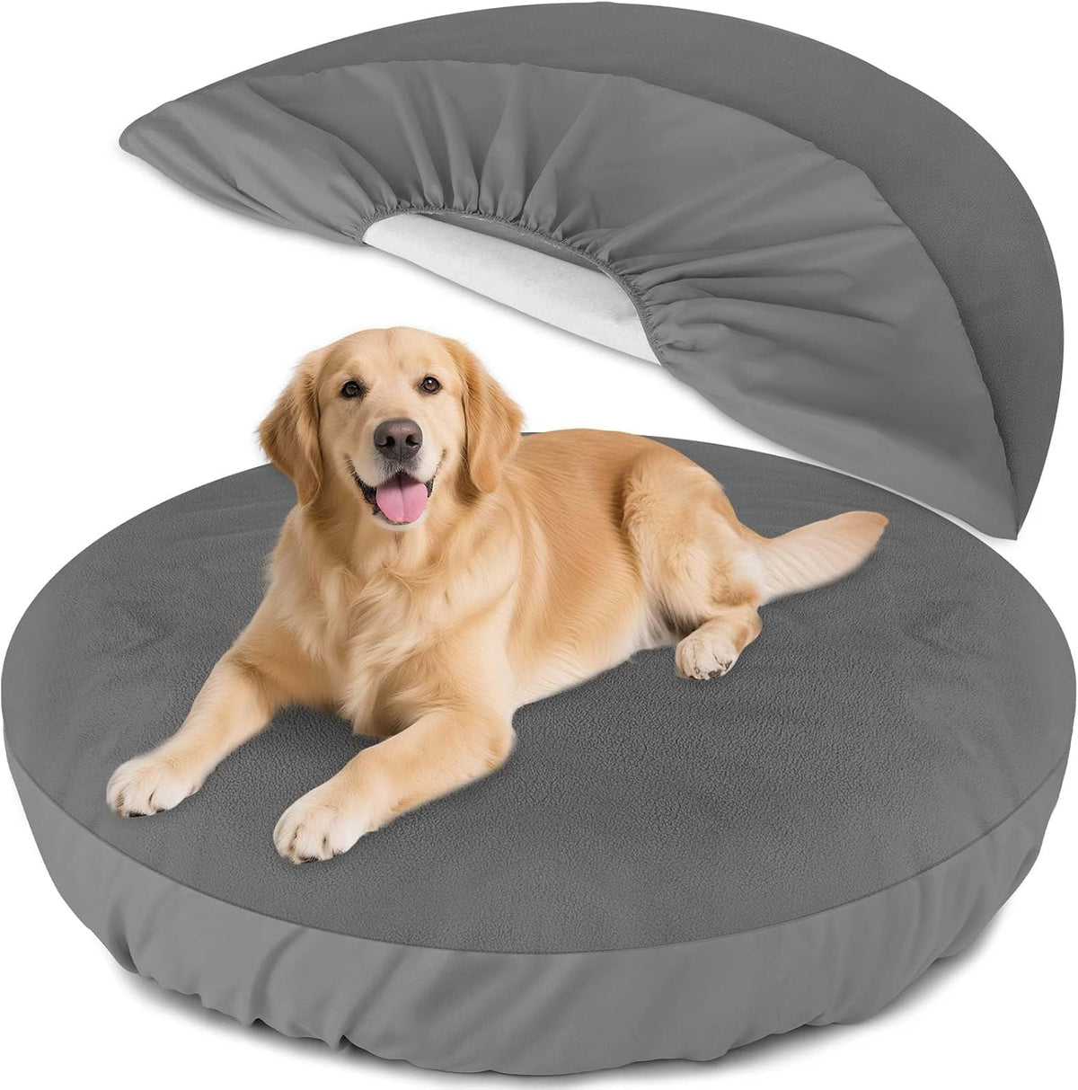 Dog Bed Covers Replacement Washable Waterproof Round Bed Protector for Donut Bed & Dog Couch, Gray 36 Inch