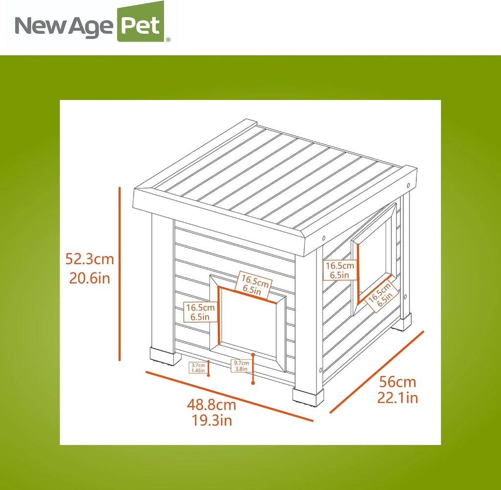 New Age Pet® ECOFLEX® Albany Outdoor Cat House, Maple/Brown