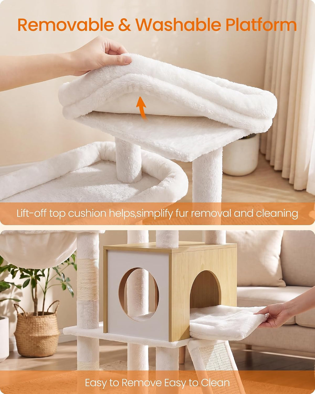 Feandrea Tall Cat Tree, 6-Tier Cat Tower with 2 Condos, 67.3 in