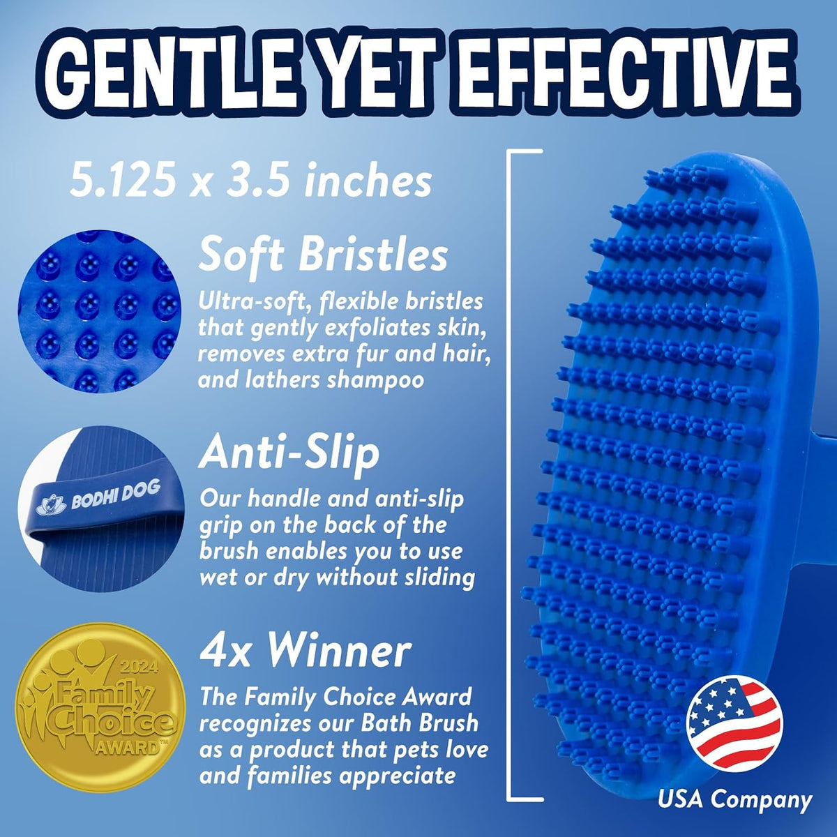 Bodhi Dog Shampoo Brush - Pet Grooming & Bath Supplies for Dogs and Cats - Bath Brush for Long & Short Hair - Premium Sc