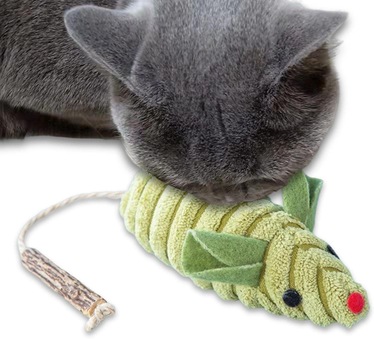Interactive Cat Toys Simulation Stuffed Animals Mice Toy Mouse Shape for Cats Toy for Cats Kitten, Green